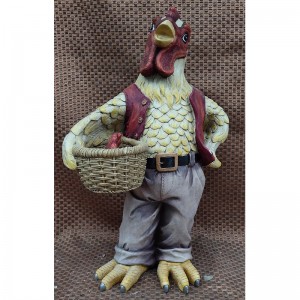 Funny Farm Guy Rooster Chicken Resin Statue Figurine |  Yard Art  Decor
