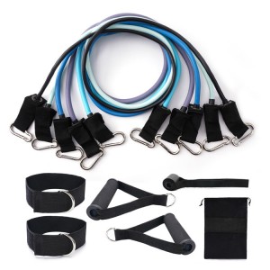 OEM Manufacturer High Quality Best Latex and TPE Workout Custom Resistant Tube 11 Piece 11PC Elastic Fitness Exercise Resistance Bands Set