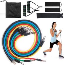 China wholesale China Fitness Yoga Training Latex TPE Elastic Rubber 11PCS Set Pull String Resistance Bands, Exercise Tubes Workout Bands