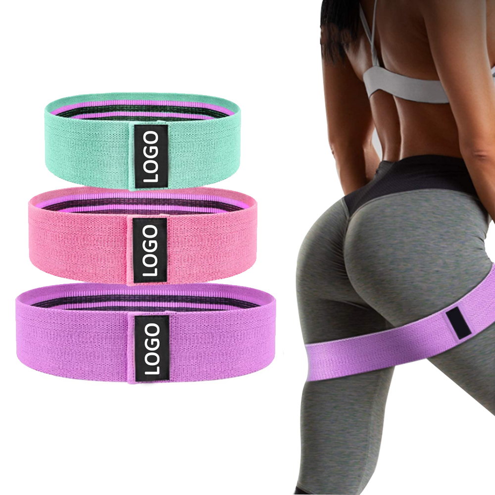 Discount Price hot sale fabric polyester cotton hip circle resistance fitness elastic band set for woman yoga