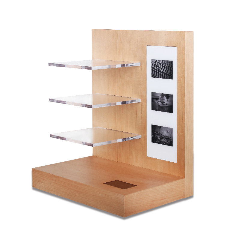 Counter Wood Sunglasses Display Rack With Logo And Tiers