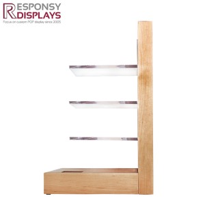 Counter Wood Sunglasses Display Rack With Logo And Tiers