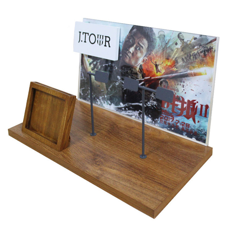 Creat Top Wood Watch Case Wristwatch Display Rack With Poster