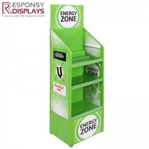 Permanent 4 Tiers Metal and PVC Floor Display Stand For Drinking