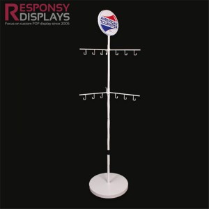 Reasonable price for Nail Rack Display - Modern 360 Degree 2 Tiers Retail Floor Metal Spinning Display Stand For Bags – Responsy