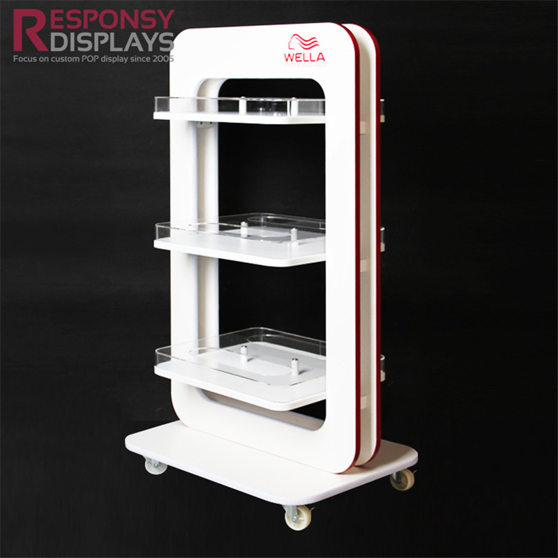 Factory supplied Cell Phone Display - New Design 3 Layers Wood Acrylic Cosmetic Display Stand With 4 Wheels – Responsy