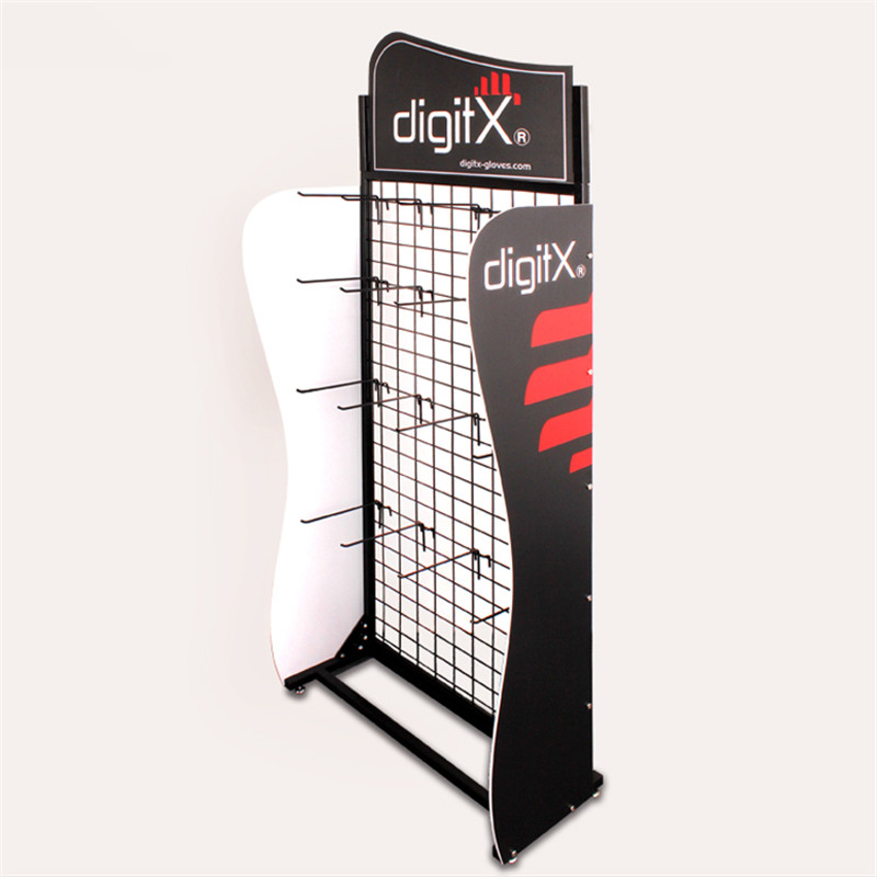 OEM manufacturer Display Showcase - Customized Black Metal Floor Glove Hanging Display Stand With Hook And Wheel – Responsy