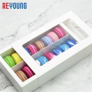 Customized Macaron Packing Box Supplier Luxury White Food Biscuit Sweet Cookie Packaging Paper Macaron Box