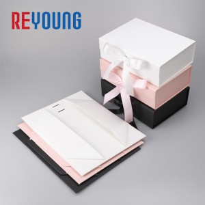 Wholesale Black Custom Logo Foldable Magnetic White Gift Boxes – Premium Luxury Recyclable Rigid Cardboard Paper Packaging Clothing Box with Flip Top Lid – REYOUNG