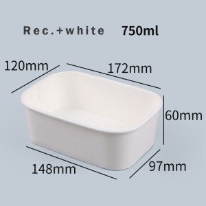 750ml White Rectangle Kraft Takeaway Containers Grease Proof Take out Disposable Bowl Food Paper Box Manufacture