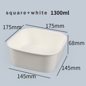 1300ml White Square Disposable Food Package Box Takeaway Containers Kraft Paper Bowl Wholesale Eco Friendly Biodegradable Factory