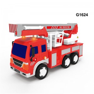 Friction Powered Toy Fire Engine Rescue Truck nga adunay Lights & Sound Push & Go Friction Truck Toy para sa Boys & Girls-G1625