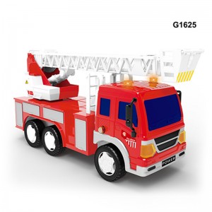 Friction Powered Toy Fire Engine Rescue Truck Yokhala Ndi Magetsi & Sound Push & Go Friction Truck Toy ya Anyamata & Atsikana