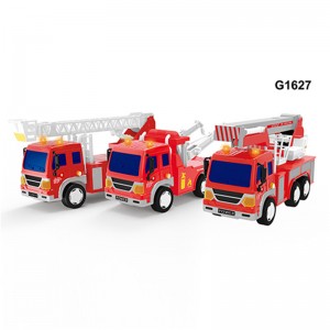 Gesekan Powered Toy Fire Engine Rescue Truck sareng Lampu & Sora Push & Go Friction Truck Toys for Boys & Girls-G1625