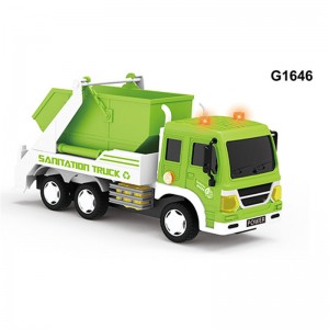Ruifeng Toys Garbage Truck Friction-Powered kamiao kilalao misy hazavana sy feo - G1648
