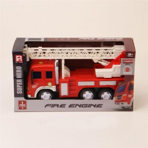 I-Friction Powered Toy Fire Engine Truck Rescue Truck with Lights & Sound Push & Go Friction Truck Toy for Boys & Girls
