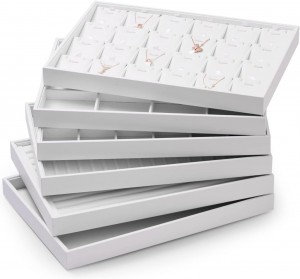 Premium White Leather Stackable Jewelry Tray