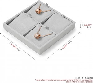 Sections Necklace Display Tray with Removable Jewellery Cards Microfiber Jewelry Display