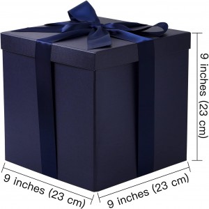 Medium Gift Box with Lids, Ribbon and Tissue Paper, Collapsible Gift Box