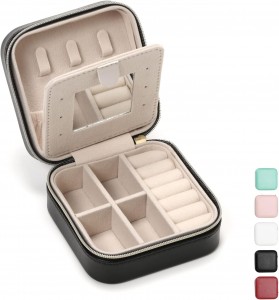 Jewelry Travel Case with Mirror,Small Travel Jewelry Organizer, Portable Jewelry Box