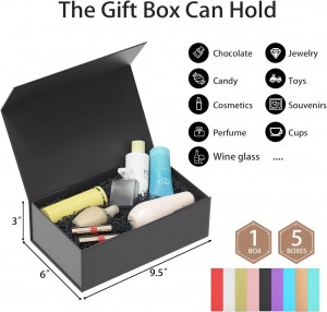 Black Gift Box,with Lids Magnetic Closure Rectangle Collapsible