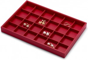 Gorgeous Red Leather Jewelry Tray Stackable Jewelry Organizer