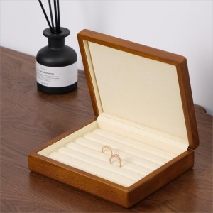 Wooden Rings Box Earrings Showcase Display Portable Organizer Case