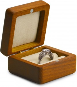 Jewelry Box Wood Double Ring Box Wedding Proposal Ring Holder Case