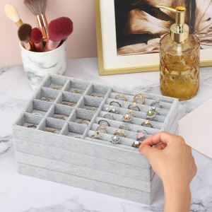 Jewelry Tray, Stackable Jewelry Organizer , Jewelry Storage with Removable Divide