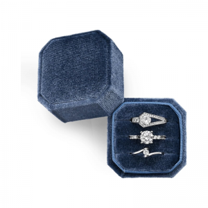 Velvet Ring Box Holder Box Velvet Octagon Jewelry Gift Box