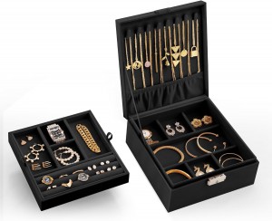 Jewelry Organizer Box – 2 Layer Jewelry Box| Elegant Alligator-Style PU Leather