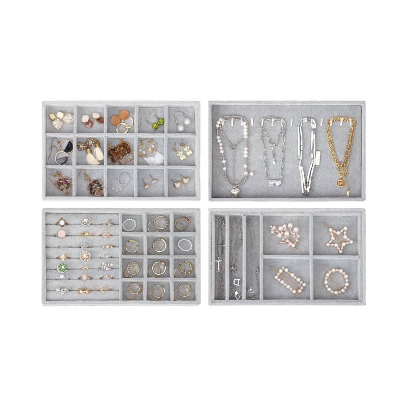 Jewelry Tray, Stackable Jewelry Organizer , Jewelry Storage with Removable Divide