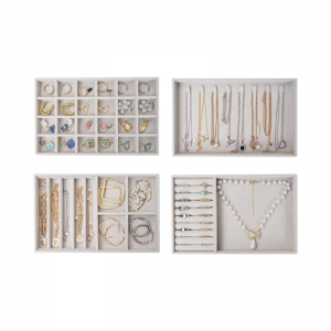 Stackable Jewelry Organizer Trays , Display Case Storagewith Removable Dividers