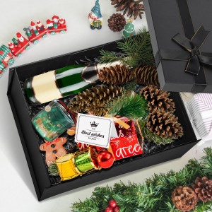 With Lids,Black Gift Box,Gift Boxes With Ribbon Row,Card & Shredded Paper Filler