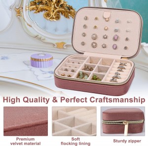 Velvet Jewelry Box, Small Travel Jewelry Case, Portable Travel Jewelry Organizer Box