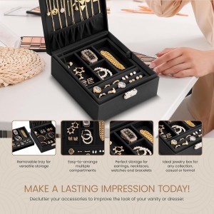 Jewelry Organizer Box – 2 Layer Jewelry Box| Elegant Alligator-Style PU Leather