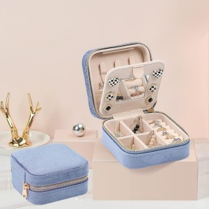 Velvet Travel Jewelry Box,  Small Portable,with Mirror