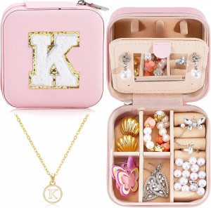 Small Jewelry Box Mini Pink Portable Jewelry Organizer Holder Personalized Gifts for Women Mom Friends