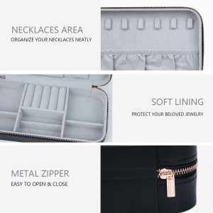 Travel Jewelry Box for Women Travel Jewelry Box Organizer, 2 Tier Portable Small Jewelry Organizer for Earrings Rings Necklaces Watch Bracelets