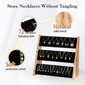 Necklace Organizer Stand with Velvet, Wood Necklace Display Stands
