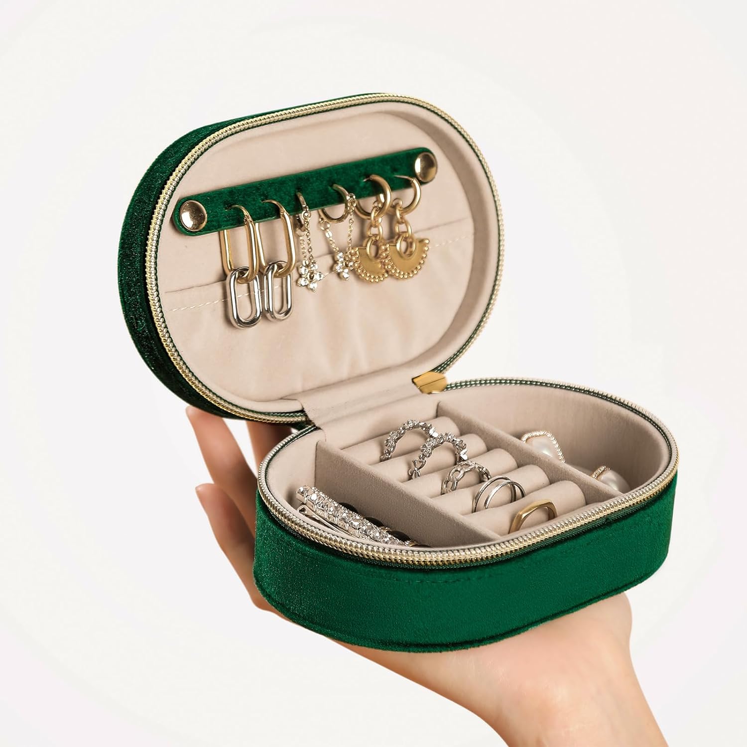 Changsuo Plush Velvet Jewelry Box for Traval, Small Jewelry Case for Women, Jewelry Travel Organizer
