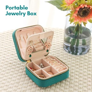 Small Jewelry Boxes with Mirror Mini Travel Jewelry Plush Velvet for Women Girls Small Portable Organizer Boxes