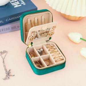 Small Jewelry Boxes with Mirror Mini Travel Jewelry Plush Velvet for Women Girls Small Portable Organizer Boxes