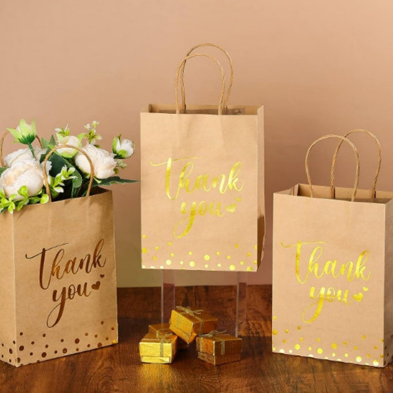 Thank You Kraft Paper Bags with Handles