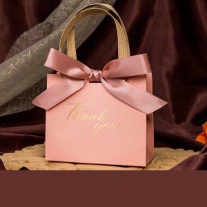 Favor Bags with Flower Ribbon – Pink Paper Bag Gift Boxes