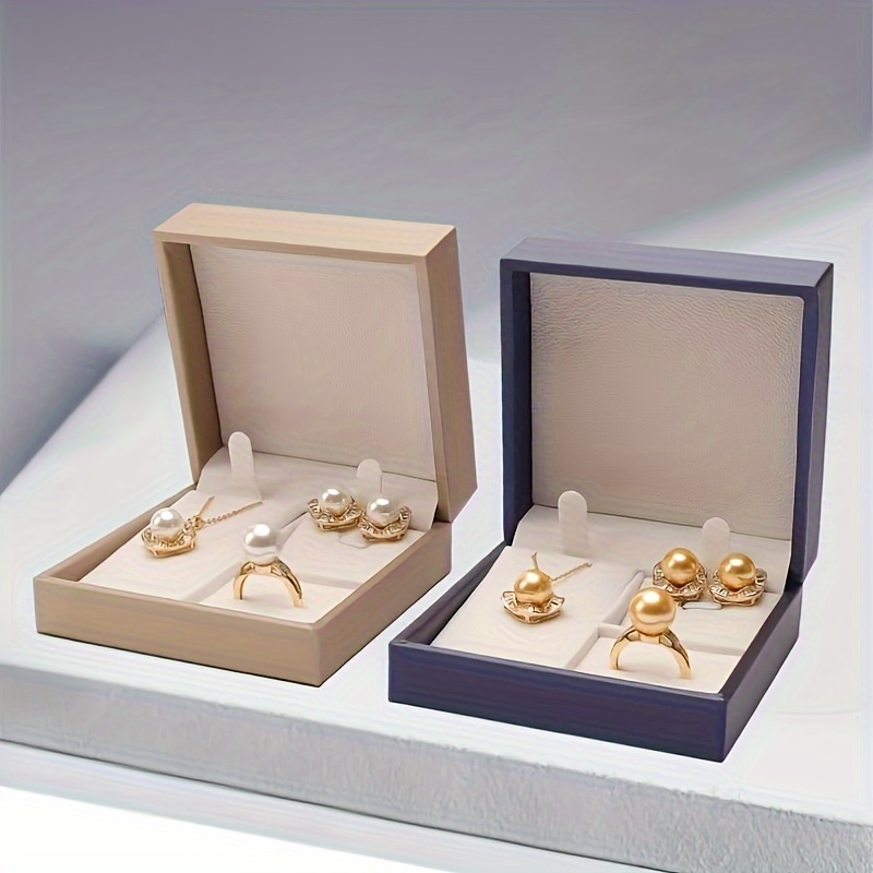 Brushed PU Leather Jewelry Storage Box Set Pearl Three Piece Jewelry Box
