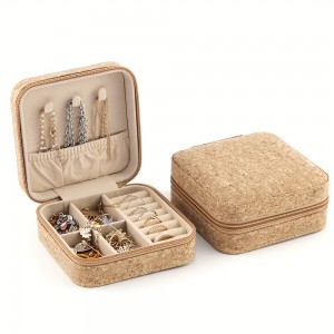 Compact Portable Wooden Jewelry Box, Classic Wood Grain Jewelry Storage Box