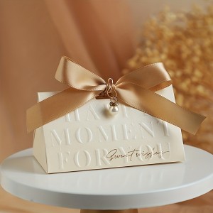 Elegant Champagne Triangle Candy Boxes – Ideal for Weddings, Birthdays, and Summer Parties