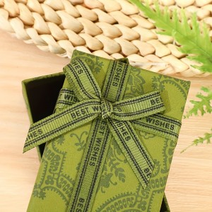 Green Square Jewelry Gift Box With Butterfly Bow Necklace Earrings Jewelry Box Set