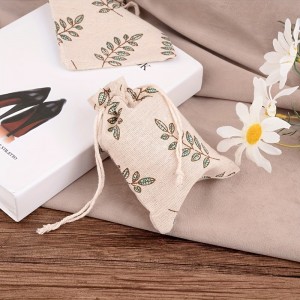 Leaf-Printed Cotton Cloth Storage Bags – Reusable Jewelry Gift Pouches